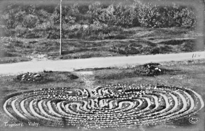 VISBY SWEDEN~TROJEBORG CIRCULAR MAZE~PHOTO POSTCARD