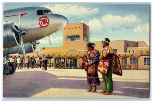 c1940's Where East Meets West Albuquerque New Mexico NM Unposted Plane Postcard