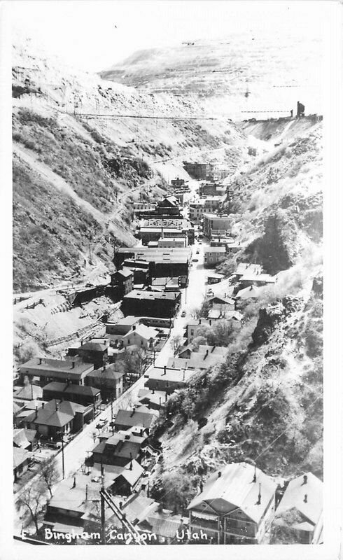 Aerial View Bingham Canon Utah Mining RPPC Photo Postcard 20-3636