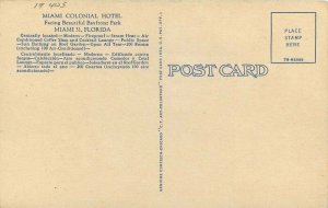 Bayfront Park Colonial Hotel Miami Florida Postcard Teich linen 20-116 