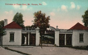 Vintage Postcard 1910's Entrance Or Texas Gate Mt. Vernon Virginia VA