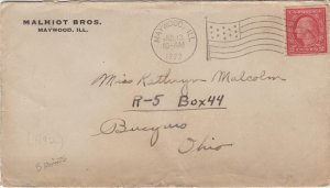 MAYWOOD IL - MALHIOT BROTHERS - 1922 COVER ; #6 Size - FLAG CANCEL