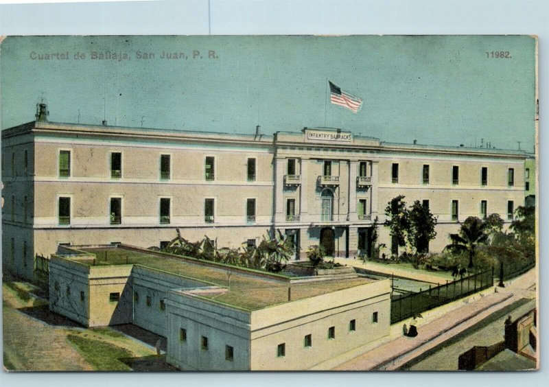 Postcard Puerto Rico San Juan Cuartel de Ballaja Infantry Barracks c1909 AE15