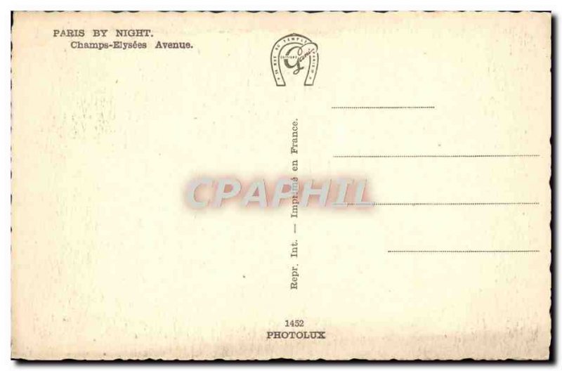 Old Postcard Night Paris Avenue Des Champs Elysees