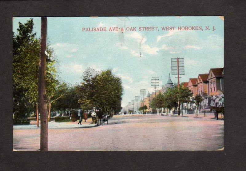 NJ Palisade Ave & Oak St West Hoboken New Jersey Postcard 1910 Houses Homes