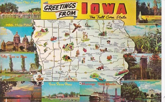 Greetings From Iowa With Map