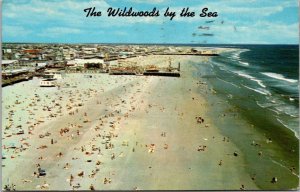 New Jersey Wildwoods By The Sea Beach Looking North From Fun PIer Sky Tower 1968