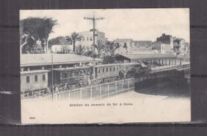 EGYPT, SUEZ, RAILWAY STATION, TRAIN, c1910 ppc., unused.