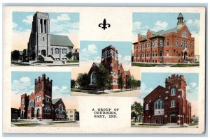 c1920's A Group Of Churches Exterior Gary Indiana IN Unposted Vintage Postcard