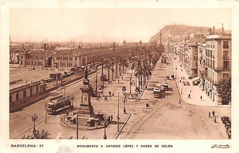 Monumento a Antonio Lopez y Paseo de Colon Barcelona Spain Unused 