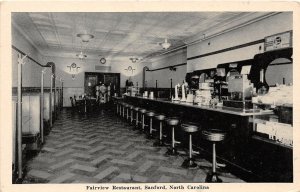 G75/ Sanford North Carolina Postcard c1940s Fairview Restaurant Interior