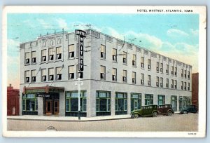 Atlantic Iowa IA Postcard Hotel Whitney Exterior Building 1936 Vintage Antique