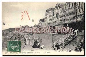 Old Postcard Cabourg La Plage Des Bains I'Heure