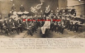 Ringling Brothers 1909 Show Season, RPPC, Al Sweet's Concert Band & Instruments