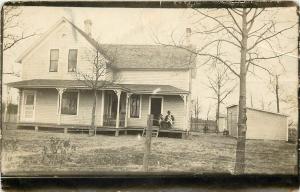c1907 RPPC Postcard; Family on Porch of House, Merrifield MN Crow Wing County