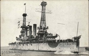 United States Battleship USS New Jersey c1910 Vintage Postcard