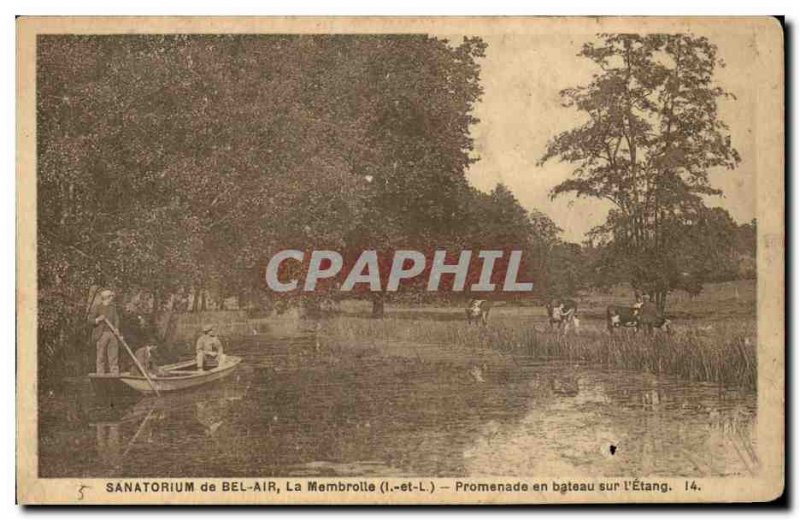 Old Postcard Bel Air Sanatorium The membrotte Boat trip on the & # 39etang