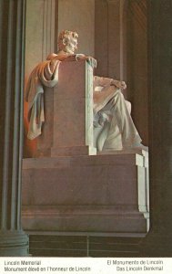 Postcard Interior Lincoln Statue Memorial By Daniel Chester French Washington DC