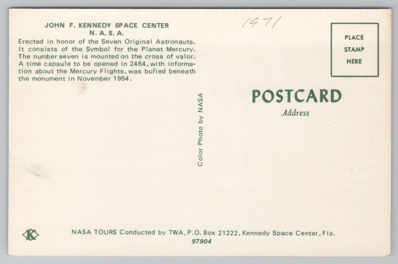 Florida~John F Kennedy Space Center~NASA~Mounted Cross~Vintage Postcard