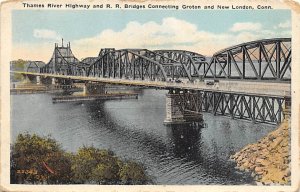 Thames River Highway and R.R. Bridges Connecting Groton and New London - New ...