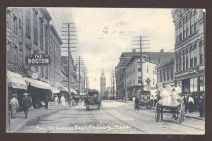 FITCHBURG MASSACHUSETTS DOWNTOWN MAIN STREET SCENE VINTAGE POSTCARD