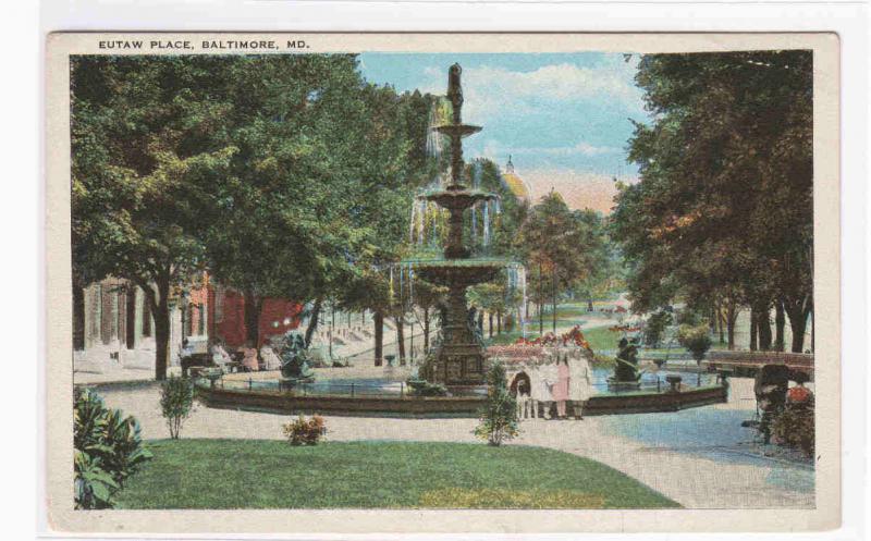 Eutaw Place Baltimore Maryland 1920s postcard