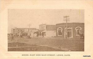 1912 Edward County East Side Main Street Lewis Kansas frame like postcard 9590