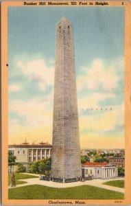 Bunker Hill Monument Charlestown MA Postcard PC498