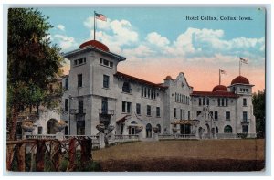 c1910 US Flag, Tree, Hotel Colfax Colfax Iowa IA Unposted Antique Postcard