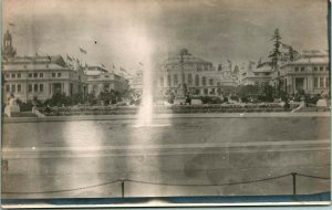 RPPC AYPE Geyser Fountain & Agriculture Building Seattle WA Postcard T14