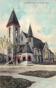 Lansing, MI Michigan   FIRST BAPTIST CHURCH    ca1910's Vintage Postcard