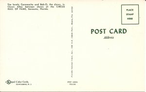 Beautiful Woman, Sexy Girl w Clown & Dog, Circus, Sarasota FL 1960's Chrome