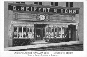 QUEBEC, Canada   G SEIFERT & SONS JEWELLERY SHOP~Jewelry  VINTAGE B&W Postcard