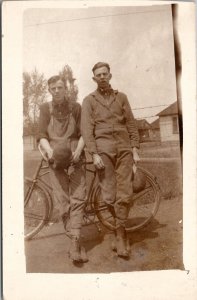 Harrison Indiana Palmer Family Elijah & Curtis with Bicycle RPPC  Postcard Y17