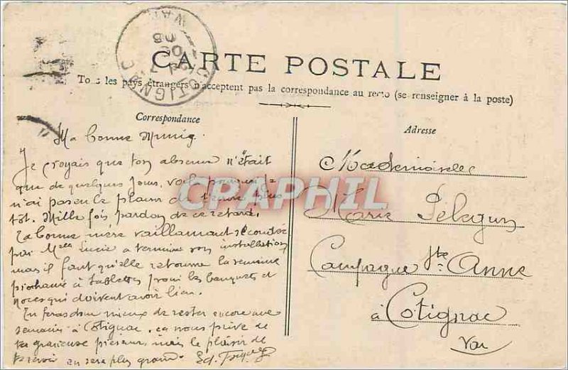 Old Postcard Toulon Entree de la Rade Little Boat Pass