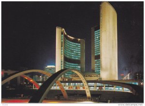 City Hall at night , Toronto , Ontario , Canada , 50-70s