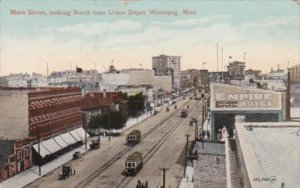 Canada Winnipeg Trolleys On Main Street Looking North From Union Depot 1911