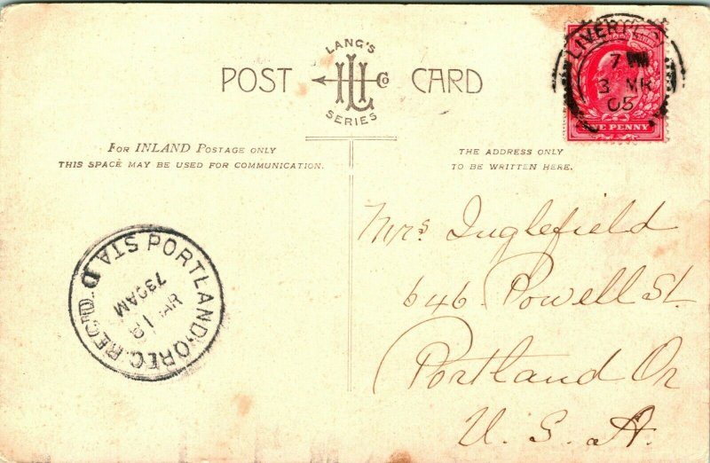 Vtg Postcard 1905 Liverpool England UK Pier Head & Overhead Rwy Lang's Series
