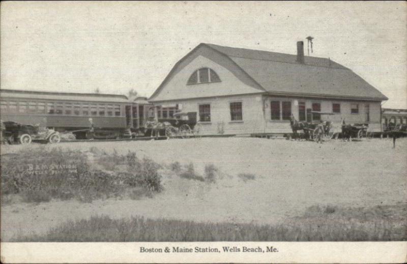 Wells Beach ME B&M RR Station Train Depot c1915 Postcard