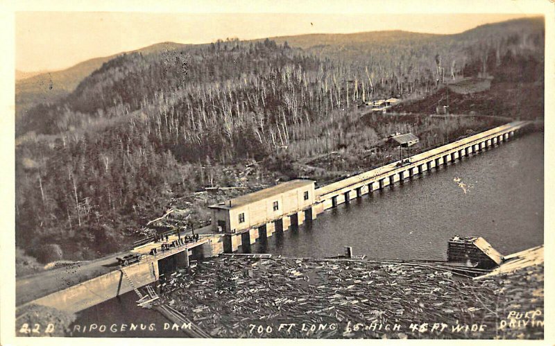 Ripogenus Dam ME View 700' Long 65' High 46' Wide Real Photo Postcard 11