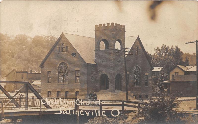 E81/ Salineville Ohio RPPC Postcard Columbiana Co 1908 Christian Church 12