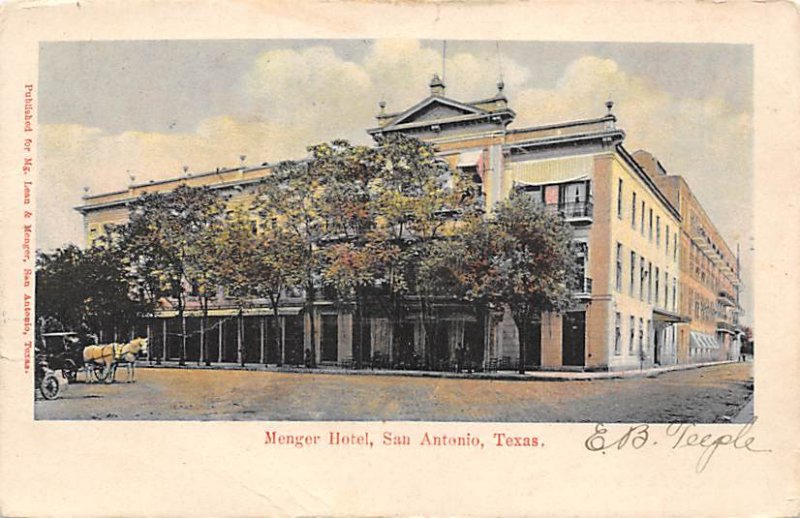 Menger hotel San Antonio, TX, USA R.P.O., Rail Post Offices Postal Used Unknown 