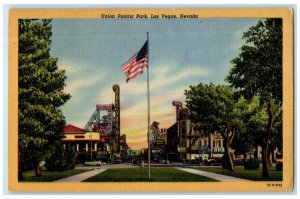 1955 Union Pacific Park Exterior View Flag Flagpole Las Vegas Nevada NV Postcard