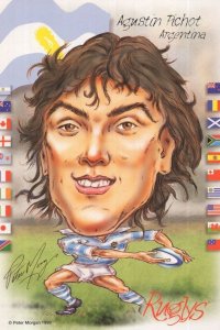 Agustin Pichot Argentina 1999 Rugby Team Rare Artist Signed Postcard
