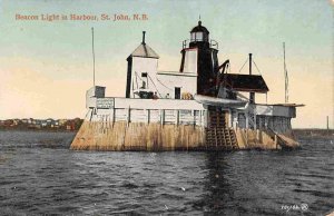 Beacon Lighthouse Harbour St John New Brunswick Canada 1910c postcard