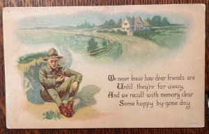 Vintage Humorous Postcard 1907-15 Military - We Never Know How Dear Friends Are