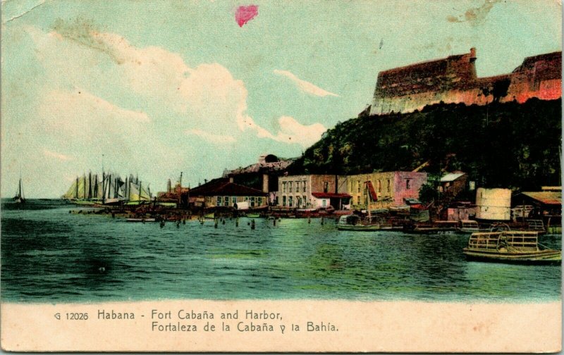 Vtg Postcard Havana Cuba 1900s Fort Cabana and Harbor Santa Clara y Santiago UNP