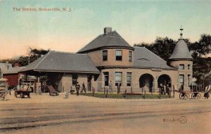 TRAIN DEPOT RAILROAD STATION SOMERVILLE NEW JERSEY POSTCARD (c. 1910)