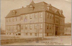 Vtg Lincoln School Chicago Heights Illinois IL 1908 RPPC Real Photo Postcard