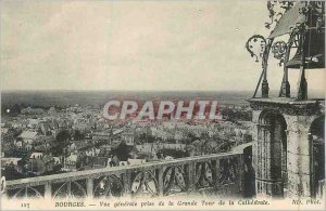 Old Postcard Bourges Vue Generale Taking the Great Tower of the Cathedral
